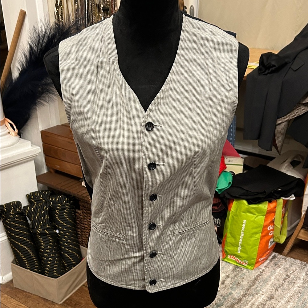 Gray and Blue Button Front Vest